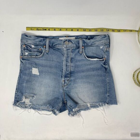 MOTHER Blue Distressed Jean Shorts - Picture 1 of 6